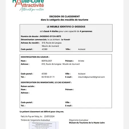 Bed & Breakfast Moulin De Joumard, Gites, Et Table D'hotes De Charme , Jacuzzi, Sauna, Piscine Et Bain Nordique Etablissement 4 Etoiles Aubazat